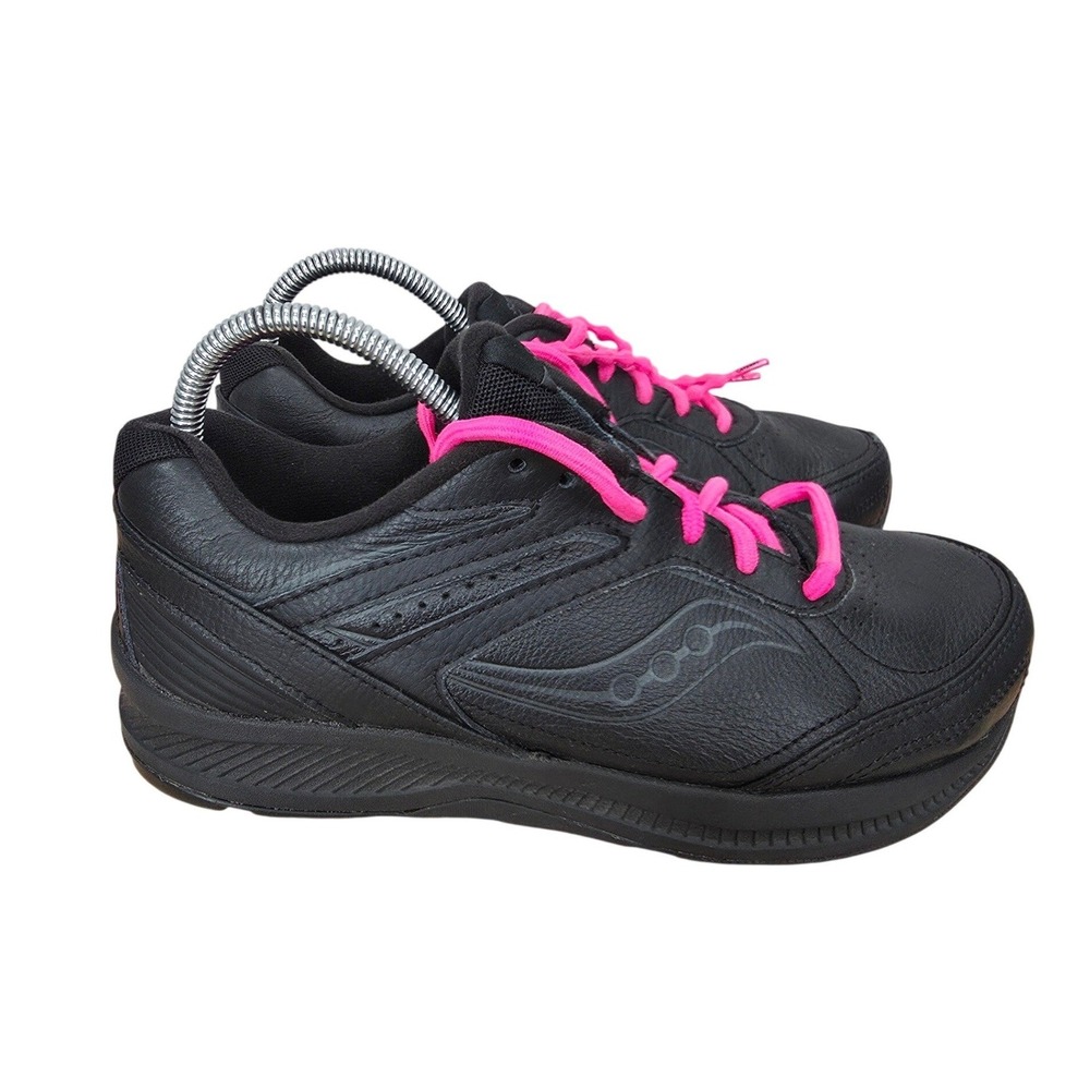 Saucony Echelon Walker 3 Sneakers Womens 8 Wide Black Pink Leather Athleisure